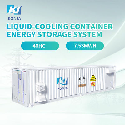 Un bon prix. Système de stockage d'énergie à conteneur 40HC à refroidissement par liquide KonJa 7.53Mwh 1000V stockage par batterie en conteneur en ligne