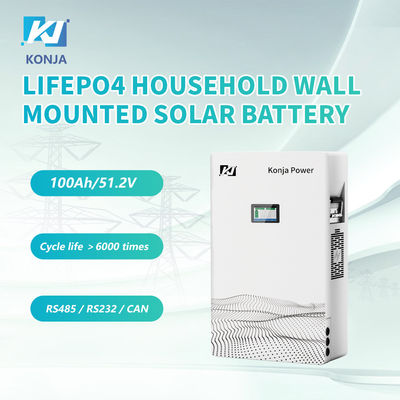 Un bon prix. Batterie de haute qualité à cycle profond KonJa 51.2v 100Ah 5.12kWh LiFePO4 Batterie solaire murale domestique en ligne